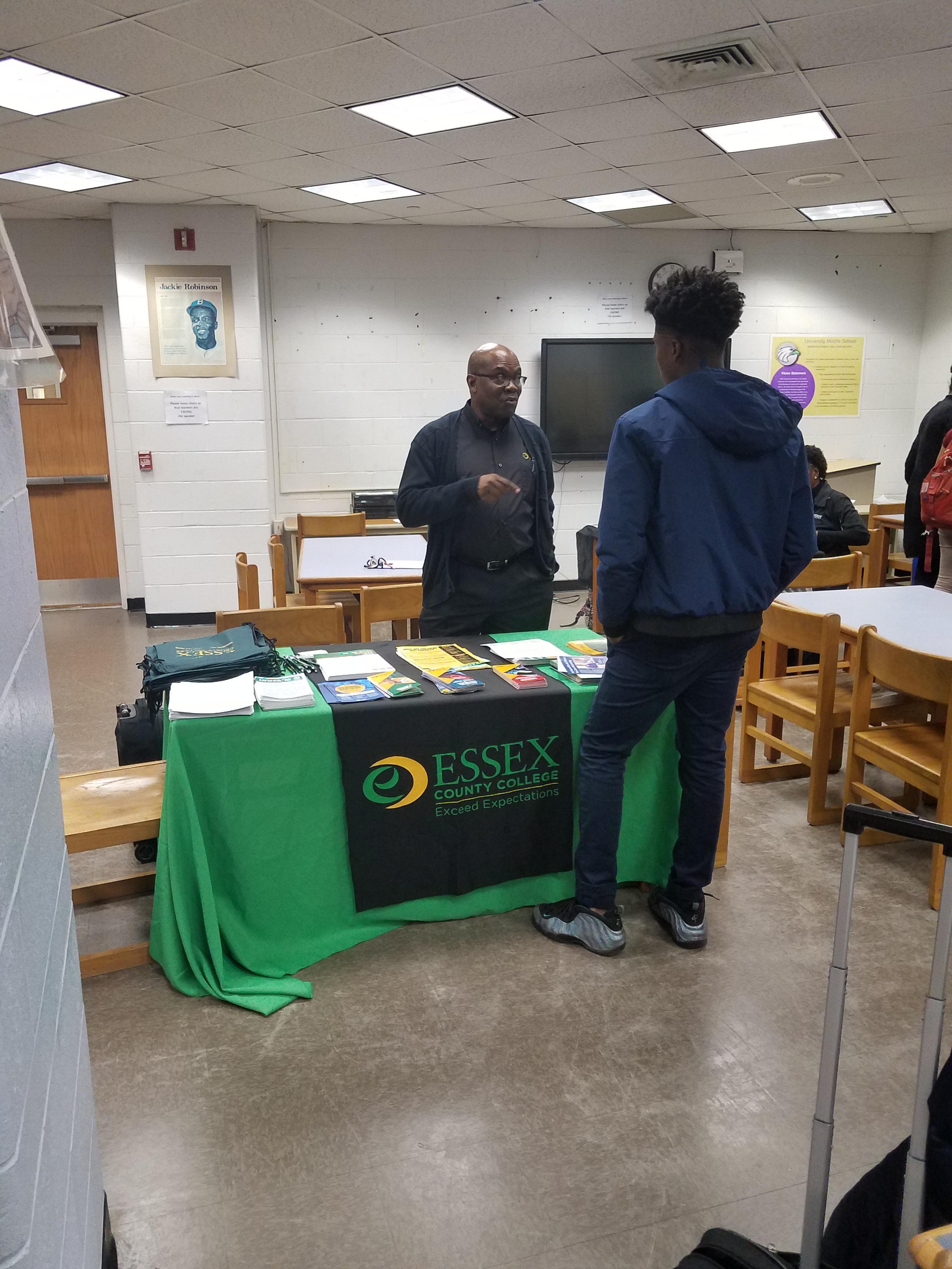 A BKA student getting information from an Essex County College representative.